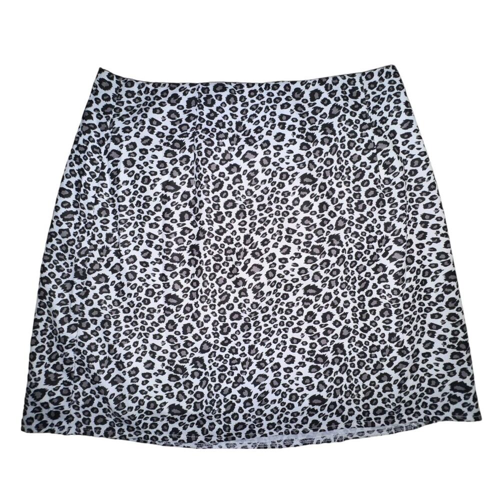 Princess Polly Womens Selby Mini Skirt Black White Leopard Print, Size 4 (US)